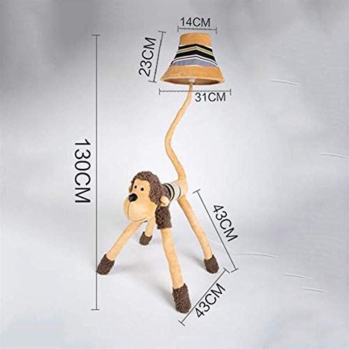 ZYLZL Plush Fabric Monkey Children'S Room Floor Lamp,Creative Cute Floor Lights for Bedroom Living and Kids Room, Bulb Included,Remote Control Model