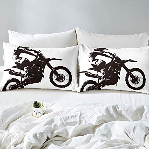 zzkds Funda de edredón para moto de cross, diseño de carreras de motocross, juego de ropa de cama decorativo de 3 piezas, Super King (sin edredón)