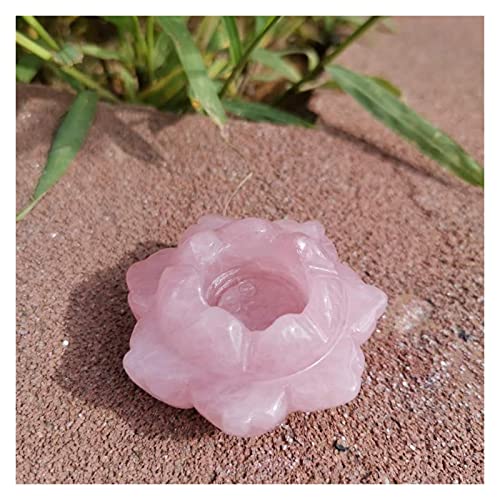 ZZLLFF 1 PC Candelabro Natural Rosa Cuarzo Cristal Lotus Flor Pink Flower