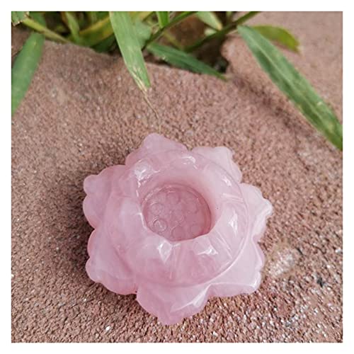 ZZLLFF 1 PC Candelabro Natural Rosa Cuarzo Cristal Lotus Flor Pink Flower