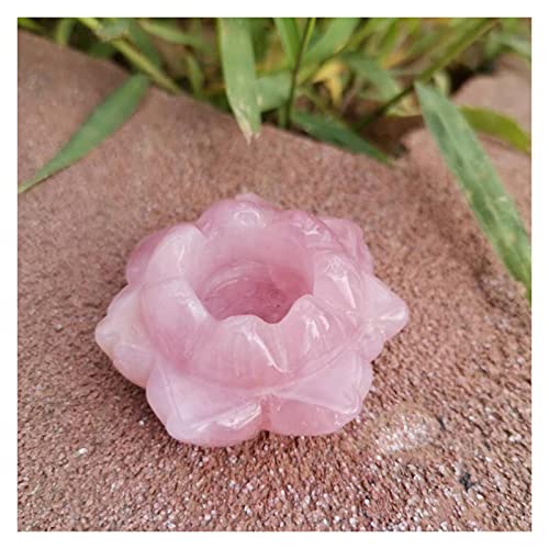 ZZLLFF 1 PC Candelabro Natural Rosa Cuarzo Cristal Lotus Flor Pink Flower