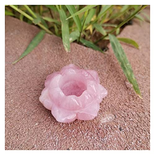ZZLLFF 1 PC Candelabro Natural Rosa Cuarzo Cristal Lotus Flor Pink Flower