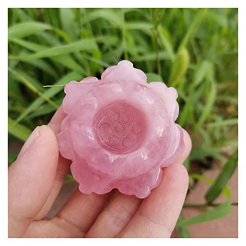 ZZLLFF 1pc Natural Rose Rose Crystal Lotus Flower Green Aventurine Lotus Leaf