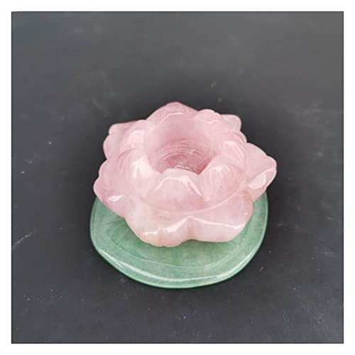 ZZLLFF 1pc Natural Rose Rose Crystal Lotus Flower Green Aventurine Lotus Leaf