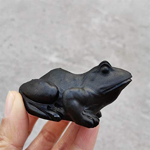 ZZLLFF Natural Tallado a Mano Animal Black Obsidian Piedra Frog Figurine