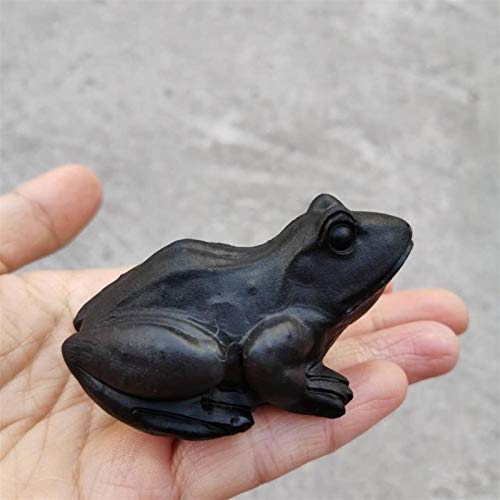 ZZLLFF Natural Tallado a Mano Animal Black Obsidian Piedra Frog Figurine