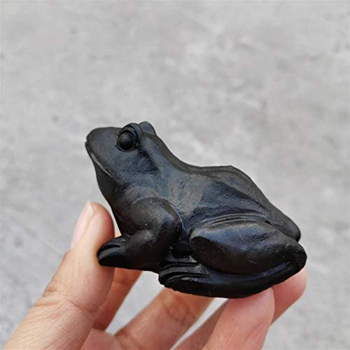 ZZLLFF Natural Tallado a Mano Animal Black Obsidian Piedra Frog Figurine