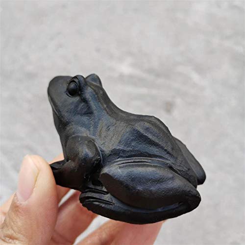 ZZLLFF Natural Tallado a Mano Animal Black Obsidian Piedra Frog Figurine
