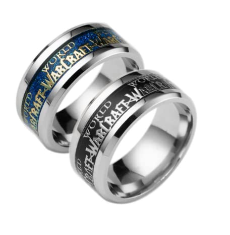 1 anillo de acero inoxidable para el anillo luminoso de acero de titanio de World of Warcraft, US 8 size, acero titanio,