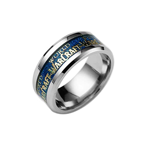 1 anillo de acero inoxidable para el anillo luminoso de acero de titanio de World of Warcraft, US 8 size, acero titanio,