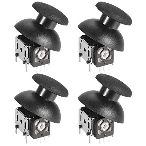 10K Omh 3D - Potenciómetro analógico con botones y controlador de módulo inalámbrico Rocker Up Down Momentary para juegos portátil Xbox Black (4 unidades)
