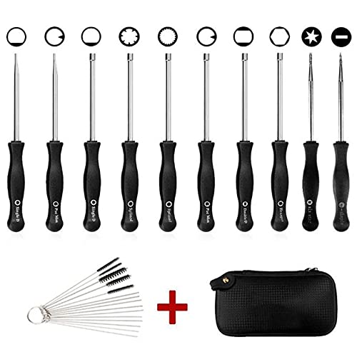 10PCS / Set Carburador Destornilladores Ajuste Multi-head Tune-up Bolt Key Juego de herramientas de mantenimiento de reparación de automóviles con cepillo (Negro) -defecto