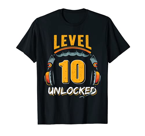 10th Birthday Gift Level 10 - Auriculares de juego desbloqueados para niños Camiseta