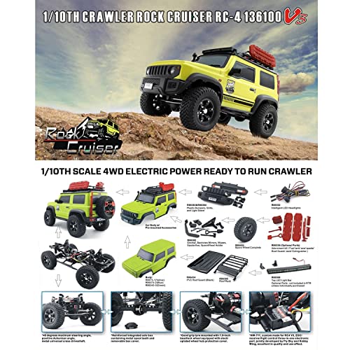 1/10 Sacel Large Size RC Crawler Car - 4WD Climbing Truck - 2.4GHz 4×4 All Terrain Vehicle - Hobby RC Car with DIY Kits/LED Headlight RTR Adult RC Toy