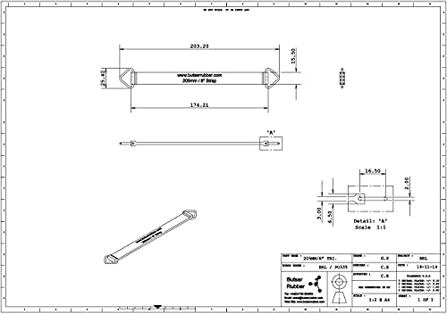 200 mm x 16 mm (8 x 0,63 pulgadas) Motocicleta Moto Quad batería de goma anti-vibración retenedor correa soporte banda de retención con hebillas triangulares