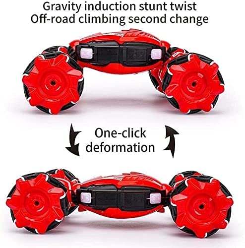 2.4GHz Remote Control Gesture Sensor Car 360° Flips RC Stunt Car with Light 4WD Double Sided Deformed Offroad Vehicle Bigfoot Monster RC Truck Toy Cars for Kids Gifts (Light Blue 3 Batteries)