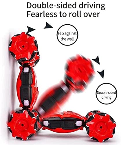 2.4GHz Remote Control Gesture Sensor Car 360° Flips RC Stunt Car with Light 4WD Double Sided Deformed Offroad Vehicle Bigfoot Monster RC Truck Toy Cars for Kids Gifts (Light Blue 3 Batteries)