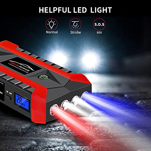 28000mAh Portable Car Jump Starter Pack Cargador de refuerzo Banco de energía de batería, Refuerzo de batería de iones de litio para automóvil con carga rápida, Energía de respaldo para el hogar