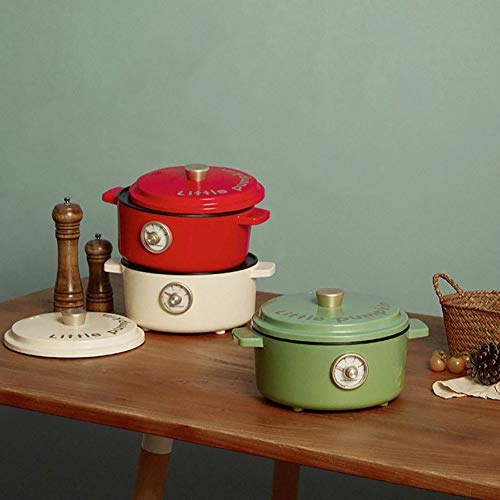 2L retro Caldero Eléctrico/Trabajo sopa de olla/compacto olla de cocción lenta/Aislamiento Hot Pot/anti-seca,White with steamed grid