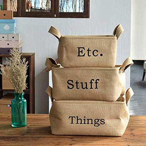 2pcs Portable Collapsible Storage Basket or Bin with Durable Cotton Handles Sundries Box for Closet Desktop Organizer Household (Small Size)