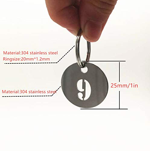 304 Stainless Steel Key Tags with Ring 10 pcs, 25mm Hollowed Number ID Tags Key Chain, Numbered Key Rings - 1 to 10