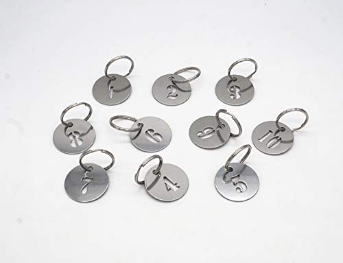 304 Stainless Steel Key Tags with Ring 10 pcs, 25mm Hollowed Number ID Tags Key Chain, Numbered Key Rings - 1 to 10