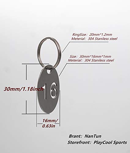 304 Stainless Steel Oval Key Tags with Ring 10 pcs, Hollowed Number ID Tags Key Chain, Numbered Key Rings - 1 to 10