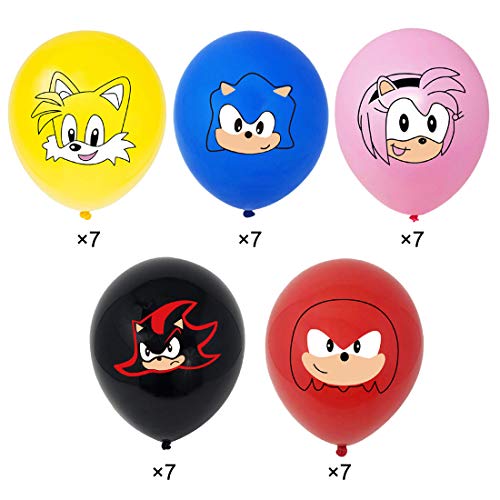 35 Piezas Sonic The Hedgehog Globos de látex ZSWQ-Decoración para Fiestas de Cumpleaños Sonic The Hedgehog Fiestas Decoración Sonic Globos para Niños Fiestas de Cumpleaños