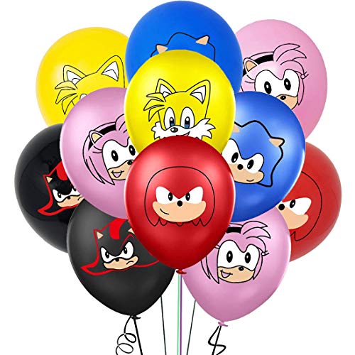 35 Piezas Sonic The Hedgehog Globos de látex ZSWQ-Decoración para Fiestas de Cumpleaños Sonic The Hedgehog Fiestas Decoración Sonic Globos para Niños Fiestas de Cumpleaños