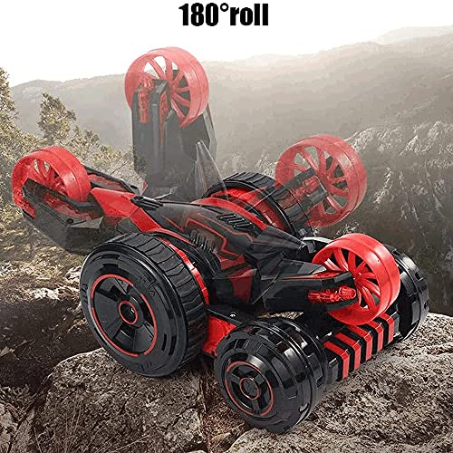 360° Five-Wheel Rotating Stunt RC Vehicle One-Key Deformation Off-Road Remote Control Car Double-Sided Driving with Lights Bigfoot RC Truck (Color : Blue)
