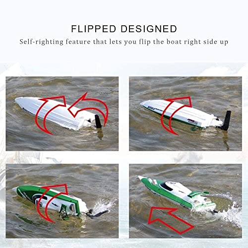 4- Channel High- Speed Remote Control Boat Electric Sports Racing Ship Water- Cooled Heat Dissipation Anti- Collision and Drop- Proof RC Boat One- Key Travel Boat Gifts for Kids (Green 1 Battery)