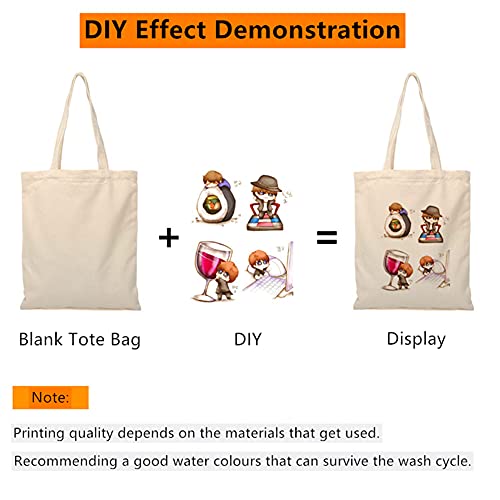 4 Piezas Bolsas de la compra Reutilizables, Bolsas de lona 100% algodón con cremallera, Regalo Tote Bag, Bolsa de Playa, Bolsa de Hombro, Bolsa de Libros