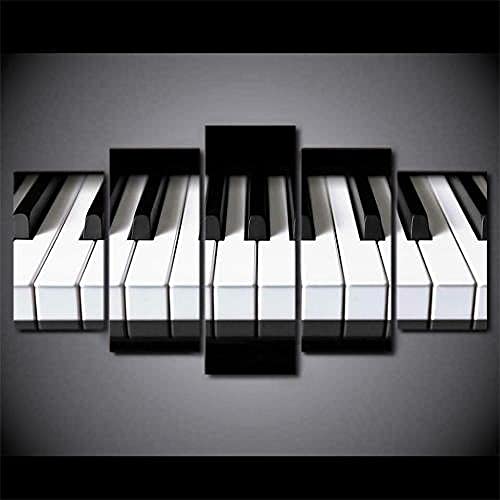 5 Piezas Material Tejido No Tejido ImpresióN ArtíStica Imagen GráFica Decoracion De Pared 5 Piezas Impresiones En Lienzo Piano Keys Music Framed Wall Art Cuadros Decoracion Salon Grandes 100*55