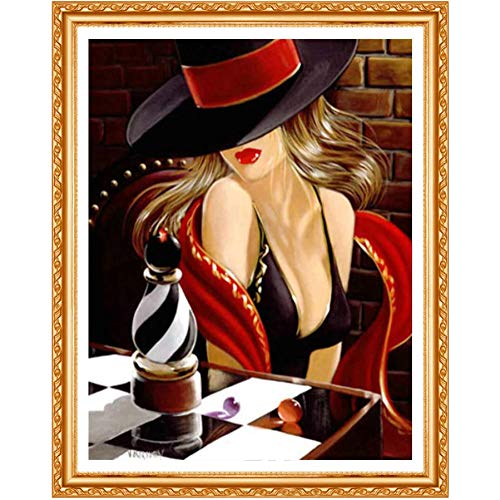 5D DIY full Square drill Diamond drawing Cross stitch Playing chess beauty Rhinestone Diamond embroidery decor