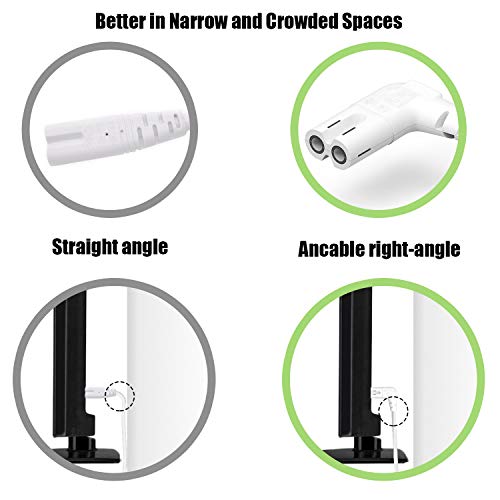 5M Cable de Alimentación EU 2 Enchufe a 90 Grados en el Ángulo Recto IEC C7 Gráfica 8, Aplicable a Samsung,Philips, LG Sonisharp Panasonic LED TV Sky TV, Sky High Tech TV Blanco