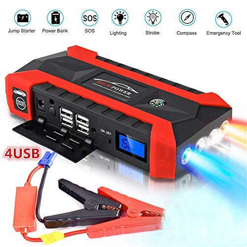 89800mAh Car Battery Jump Starter Pack - Cargadores portátiles de herramientas eléctricas para exteriores Cargador automático de batería para 12V Motocicletas/Barco/RV con abrazaderas, linterna LED