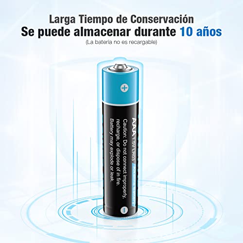 AAA Pilas Alcalinas LR03 Baterías de 10 Años Larga Duración para Linternas, Relojes, Mandos a Distancia, Juguetes-20 Unidades de 1.5V…