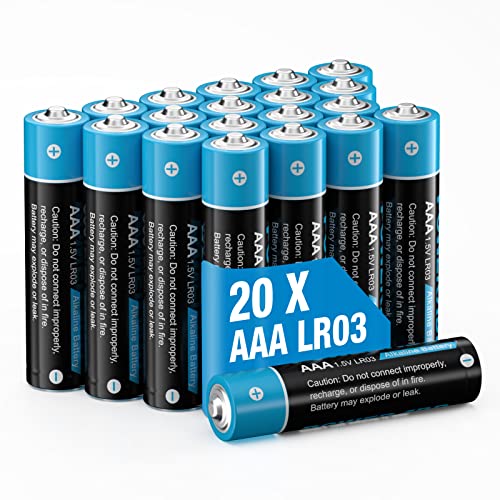 AAA Pilas Alcalinas LR03 Baterías de 10 Años Larga Duración para Linternas, Relojes, Mandos a Distancia, Juguetes-20 Unidades de 1.5V…