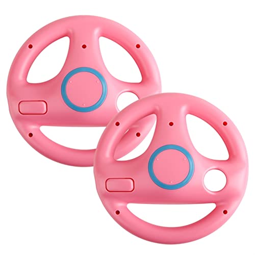 AAAALP Volante para controlador, 2 unidades para controlador de juego WII Remote Game Controller Volante Juegos de carreras para Wii Kart Racing Wheel para Wii Remote Controller (color: rosa)