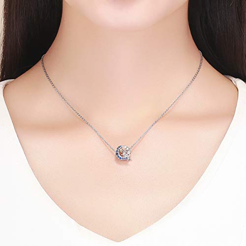 Abalorio de plata de ley 925 con diseño de luna azul y un hada lunar, circonitas cúbicas, compatible con las pulseras europeas de Pandora