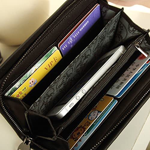 ABOOFAN Cartera Cartera Larga Moda Cool Retro Lady Wallet Punk Long Purse Skull Zippered Purse para Mujer