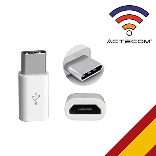 actecom Adaptador Micro USB a USB Tipo C 3.1 Conversor (Blanco)