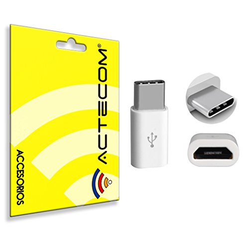 actecom Adaptador Micro USB a USB Tipo C 3.1 Conversor (Blanco)
