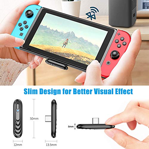 Adaptador Bluetooth para Nintendo Switch/Switch Lite /PS4 /PC, USB Type C Transmisor Audio Bluetooth 5.0, Adaptador Bluetooth de Baja Latencia aptX Mini Bluetooth Jack 3.5mm