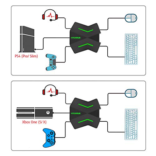 Adaptador de teclado y ratón HYCARUS para Nintendo Switch / Xbox One / PS4 / PS3, adaptador de teclado PS4 y adaptador de teclado Xbox