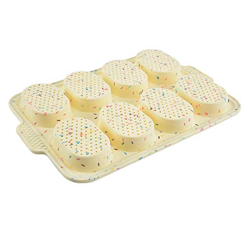Adore store 8-Rejilla de la Torta Oval Molde de Silicona Antiadherente para Hornear Herramienta Colorido Baguette Pan Pan Perforada para la Cocina casera