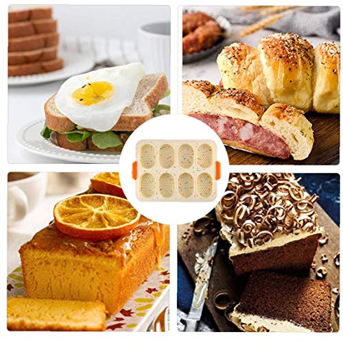 Adore store 8-Rejilla de la Torta Oval Molde de Silicona Antiadherente para Hornear Herramienta Colorido Baguette Pan Pan Perforada para la Cocina casera