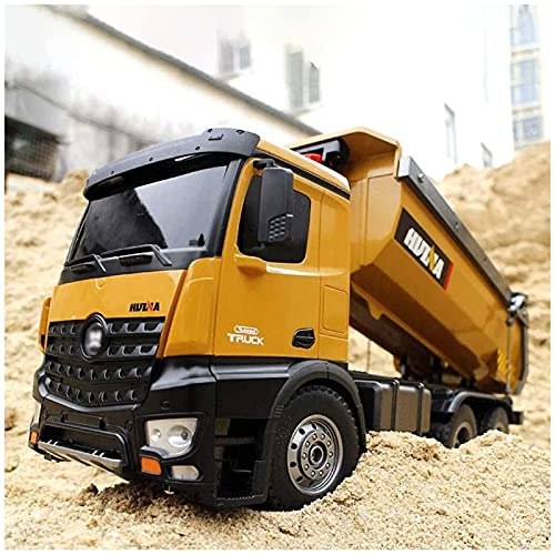 Adult RC Toy Car 2.4G Remote Control Construction Dump Truck One Key Lift 1/14 Metal Toy Engineering Truck with Light and Sound Effects Adult and Child Alloy Anti-Collision Toy Gift