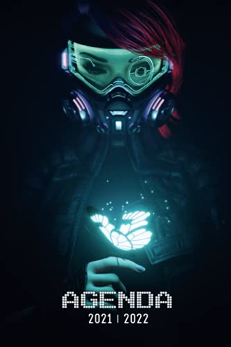 Agenda 2021 2022: Planificador escolar diario | Septiembre de 2021 a Agosto de 2022 | 2 días por página | Ideal para Colegio, secundaria, estudiante | Gamer cyborg femenino