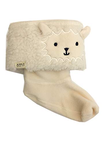 Aigle Lollywarm Fun - Calcetines de forro polar para botas, diseño de oveja, crudo, 23